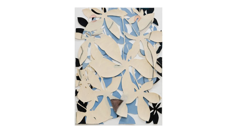 Leaves Figure, 1998, acrylic on cut paper in glass frame, 76.2 x 55.9 cm (30 x 22 inches)