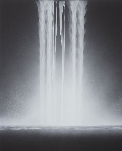 Hiroshi Senju, Falling Water, 2013, Acrylic and fluorescent pigments on Japanese mulberry paper, 63 13/16 x 51 5/16 inches &copy; 2013 Hiroshi Senju