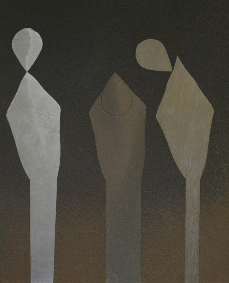 Lee Waisler, 3 Figures, 2021, mixed media on canvas, 177.8 x 142.2 cm (70 x 56 inches)
