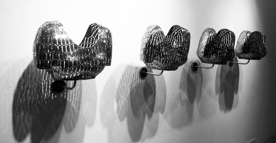 , Womanhood 2, 2015, stainless steel razor blades, 17.7 x 13.7 x 15.75 inches/45 x 35 x 40 cm