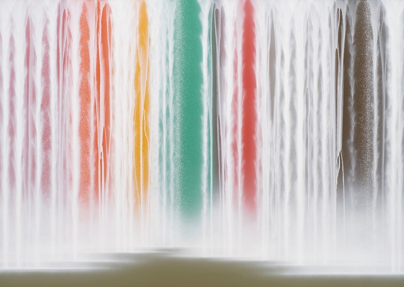 Hiroshi Senju, Waterfall on Colors, 2023, pigments on Japanese mulberry paper mounted on board, 162 x 227 cm (63.8 x 89.5 inches)