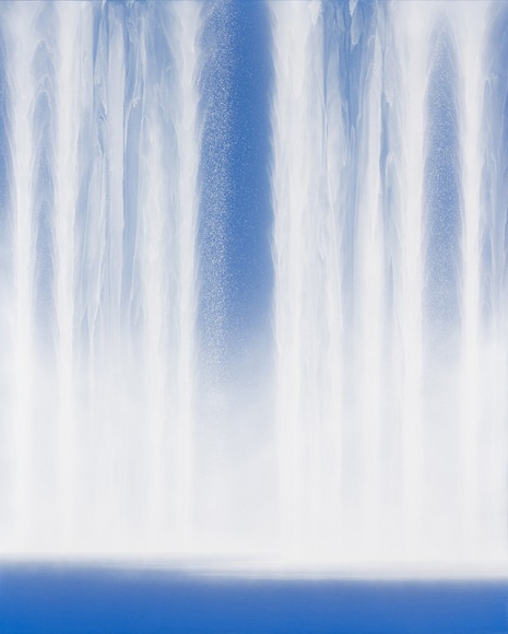 Hiroshi Senju, Waterfall, 2018, natural and acrylic pigments on Japanese mulberry paper, 63 13/16 x 51 5/16 inches/162 x 130.3 cm