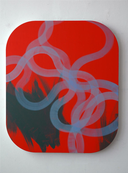 Christoph Wedding,  Der Afang einer Entwicklung (The Beginning of a Development) , 2008, oil on wood, 88 x 75&quot;