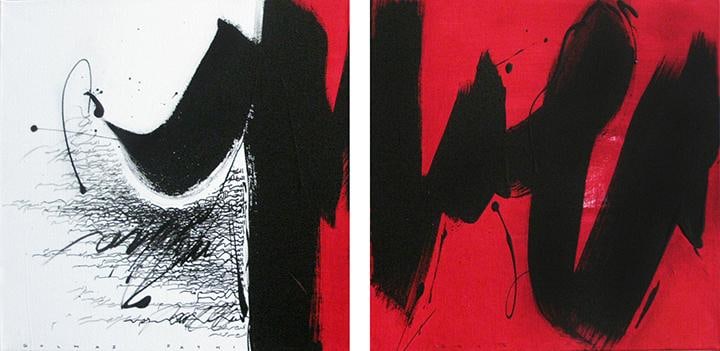 Golnaz Fathi, Untitled, 2015, acrylic and pen on canvas, 11.8 x 23.6 inches/30 x 60 cm