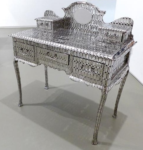 Tayeba Lipi, My Mother's Dressing Table, 2013, stainless steel-made razor blades, 95.3 × 47 × 99.1 cm (37.5 × 18.5 × 39 inches)