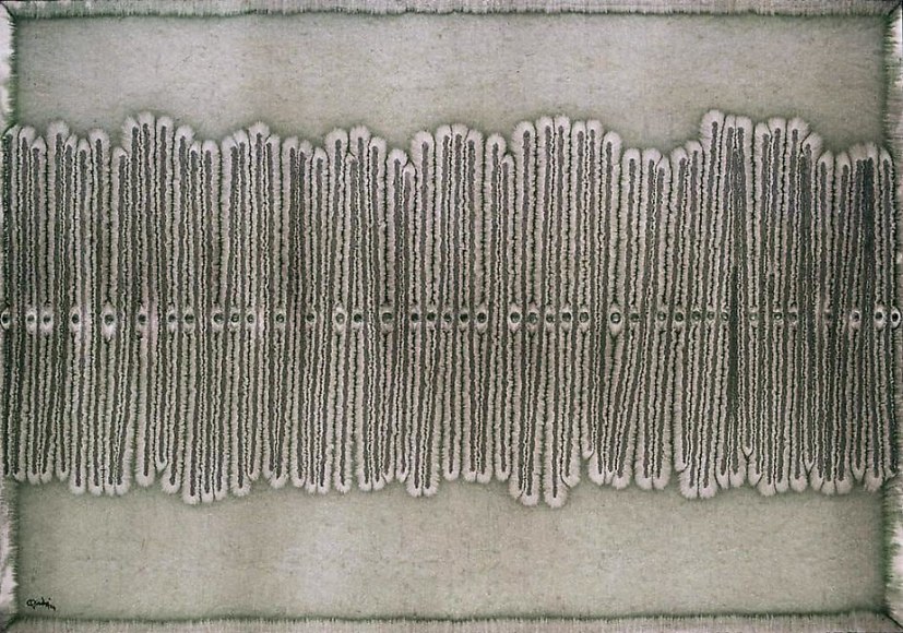 Sohan Qadri Lai II, 2004  Ink and dye on paper  45 x 33&quot;