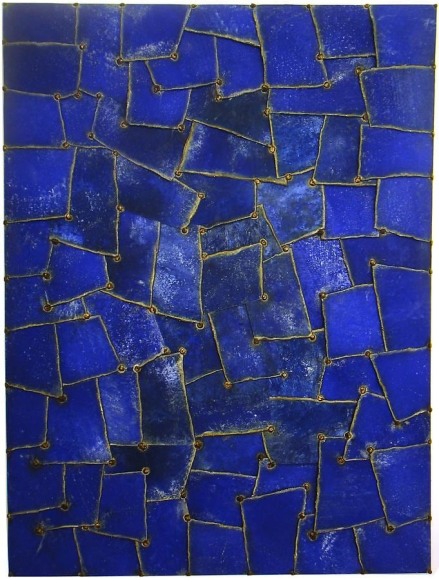 Rajasthan Blue, 2006, Pure color pigment on galvanized steel, 48 x 36 x 2 inches