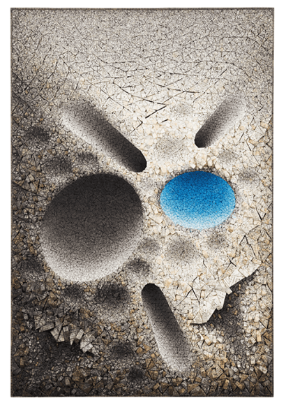 Chun Kwang Young, Aggregation 10 &ndash; NV046 (Blue), 2010, mixed media with Korean mulberry paper, 195 x 132 cm (76.8 x 52 inches)