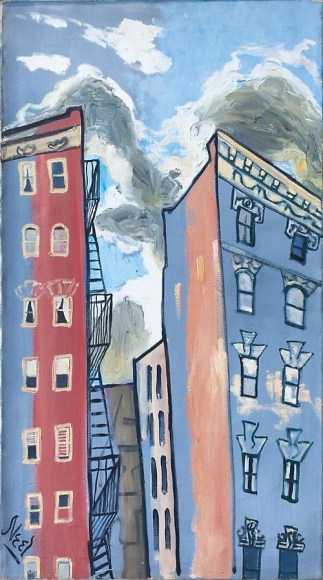 Alice Neel, Sunset in Spanish Harlem, 1958, oil on canvas, 39 x 22 inches