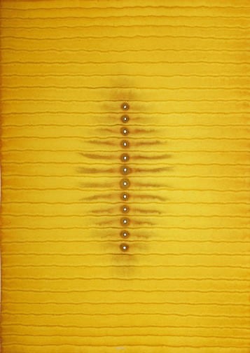 Sohan Qadri,  Arti III , 2007, Ink and dye on paper, 55 x 39&quot;