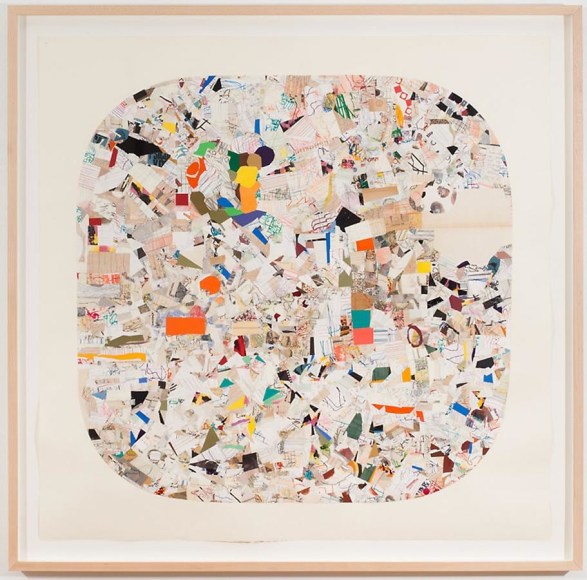 Austin Thomas, Round Place Square, 2010, collage with ink and graphite, 42 x 42 inches