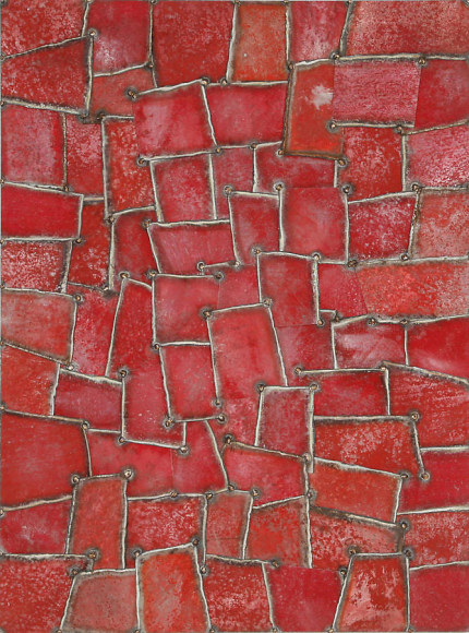 Nathan Slate Joseph, Rajistan Red, 2006, Pure pigment on galvanized steel, 72 x 36 x 2&quot;