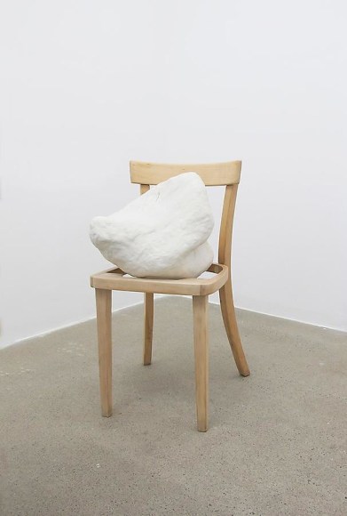 Kristen Jensen, Untitled, 2012, unglazed porcelain and white oak 31 x 15 x 19 inches