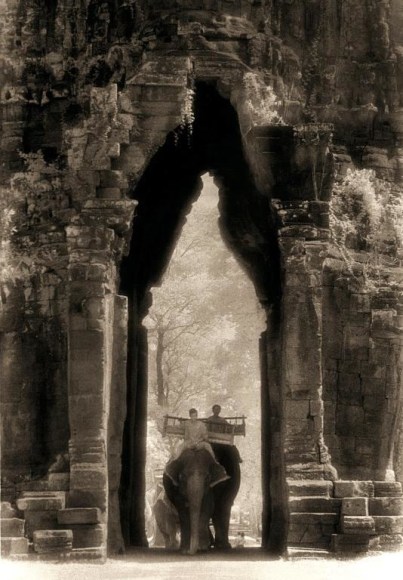 "Elephants at the Gate, Angkor Thom", Silver Gelatin Print, 24 x 20"