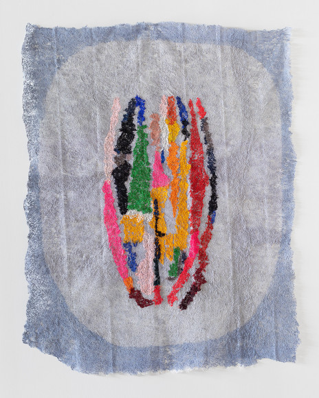 Neha Vedpathak, Sex, 2022, hand plucked Japanese paper, acrylic paint, thread, 160.0 x 124.5 centimeters (63 x 49 inches)