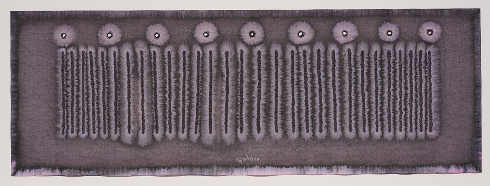 Sohan Qadri, Anantha III, 2010, ink and dye on paper, 34.9 x 100.3 cm (13.75 x 39.5 inches)