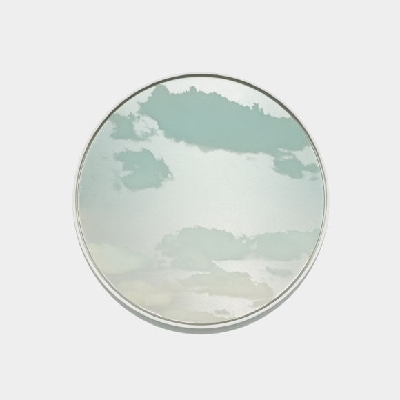 Miya Ando, Morning Cloud (Asagumo) March 2 2023 7:48 AM NYC, 2023, micronized pure silver, ink, urethane, resin, aluminum composite, 105 x 105 cm (41.5 x 41.5 inches)