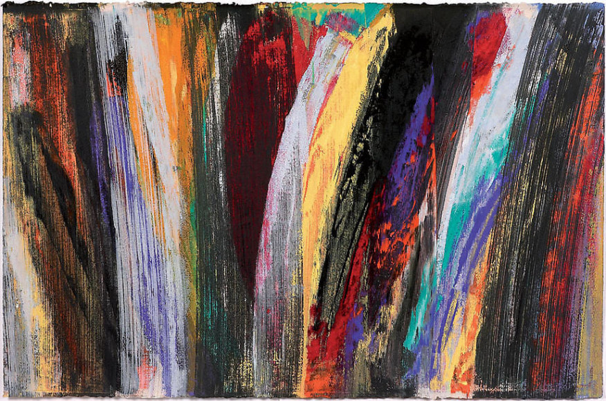 Black Falls, 2007, Mixed media on Arches paper, 26 x 40&quot;