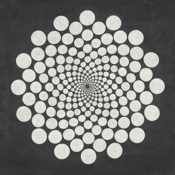 , Churning II, 2015, stone pigment and Arabic gum on handmade Sanganer paper, 36 x 36 inches/91.4 x 91.4 cm