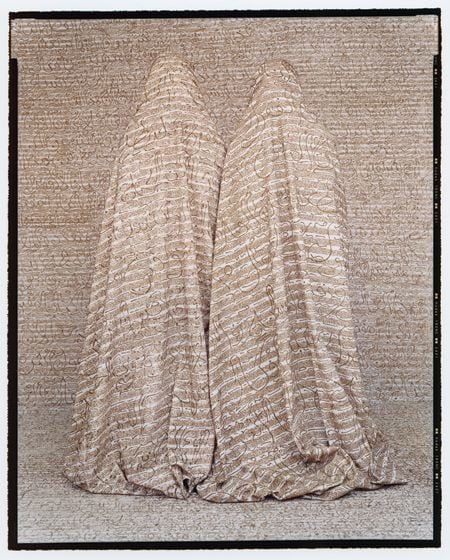 Lalla Essaydi, Les Femmes du Maroc #25b, 2006, chromogenic print mounted to aluminum with a UV protective laminate, 101.6 x 76.2 cm (40 x 30 inches)