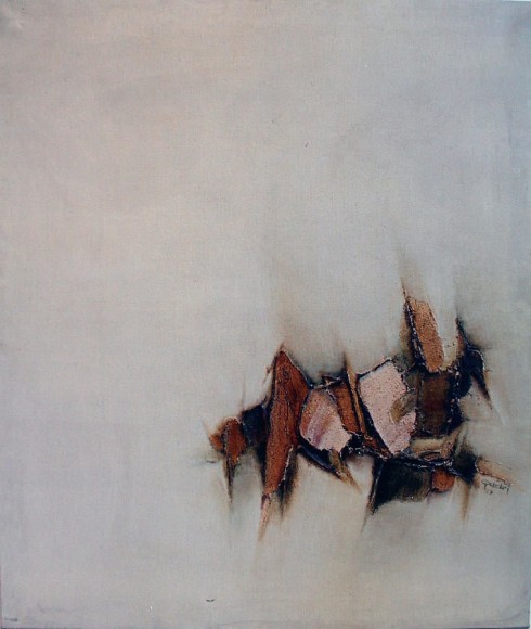 Sohan Qadri, Untitled (Switzerland), 1967, oil on canvas, 39.5 x 33.5"