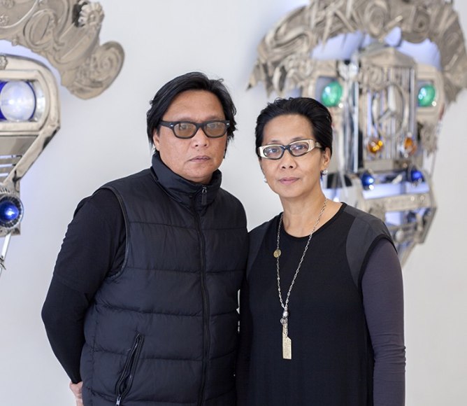 Portrait of Artists Alfredo and Isabel Aquilizan at Sundaram Tagore Gallery New York, 2016
