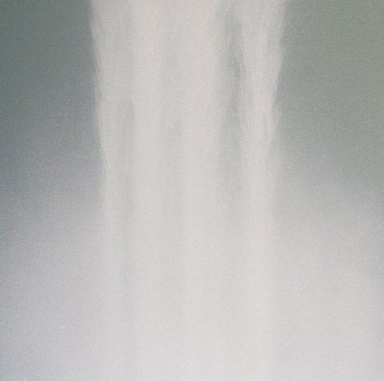 Hiroshi Senju, Waterfall, 2009, fluorescent pigment on mulberry paper mounted on board, 23.9 x 23.9 inches