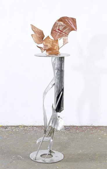 The Requiem, 2011, red copper, stainless steel, industrial paint, 64 3/8"H x 20 1/8"L x 20 1/2"W