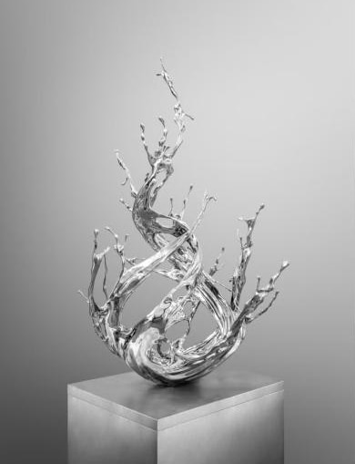 Zheng Lu, Water in Dripping &ndash; Windward, 2024, stainless steel, 150 x 92 x 92 cm (59.1 x 36.2 x 36.2 inches)