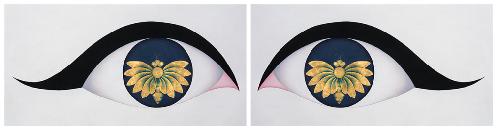 Olivia Fraser, Darshan (Kama), 2019, pigment, Arabic gum & gold leaf on handmade paper, 63.5 x 127 cm (25 x 50 inches)