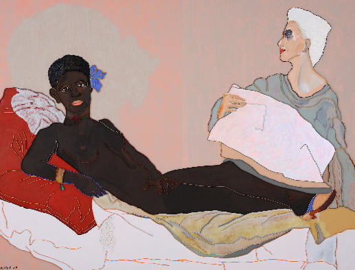 Lee Waisler, Black Olympia, 2007, Acrylic and wood on canvas, 76 x 100"