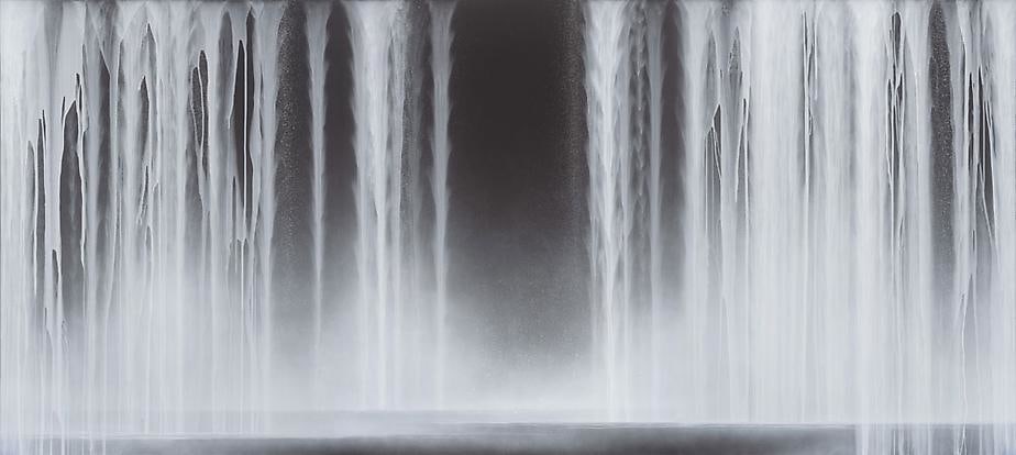 Hiroshi Senju, Falling Water, 2013, Acrylic and fluorescent pigments on Japanese mulberry paper, 66 1/8 x 146 1/2 inches &copy; 2013 Hiroshi Senju