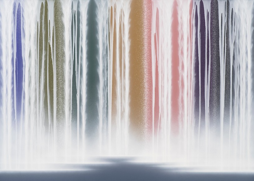 Hiroshi Senju, Waterfall on Colors, 2023, pigments on Japanese mulberry paper mounted on board, 162 x 227 cm (63.8 x 89.5 inches)