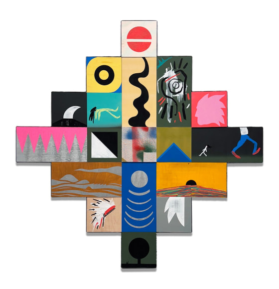 Follow the Sound, 2025, mixed media, 42 x 42 inches/106.7 x 106.7 cm