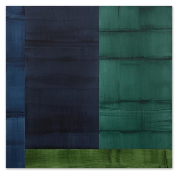 , Bhutan Abstraction with Grey-Green 1, 2014, oil on linen, 71 x 73 inches/180 x 185 cm