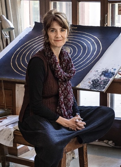 Portrait of Artist Olivia Fraser in Her Studio in India