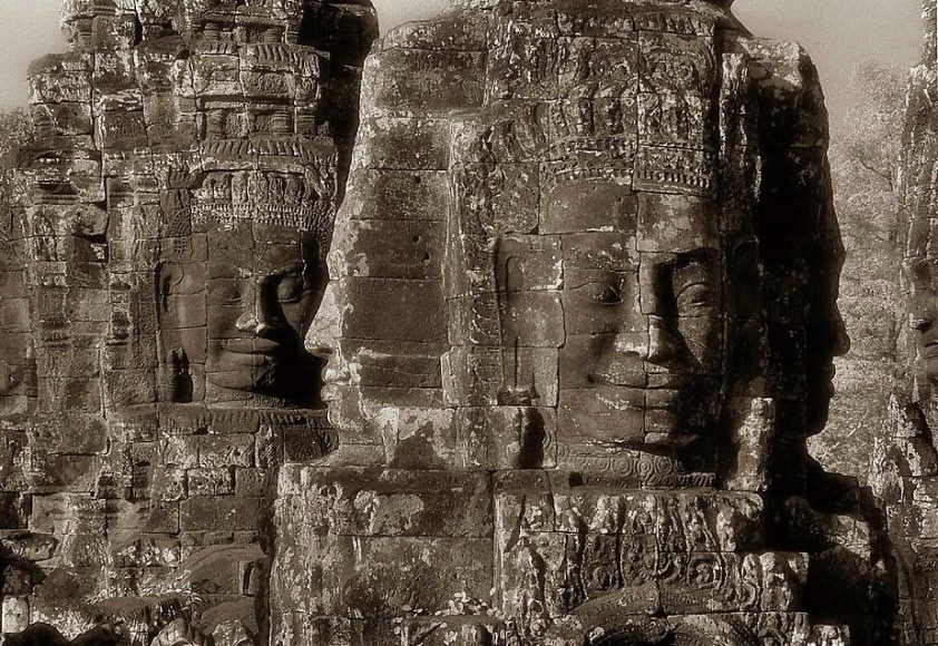 "Five Faces, The Bayon", Silver Gelatin Print, 16 x 20"