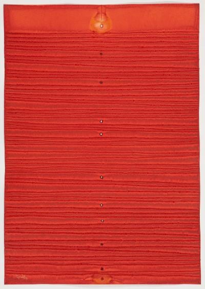 Sohan Qadri, Vajra, Ink and dye on paper, 39 x 27.5 inches