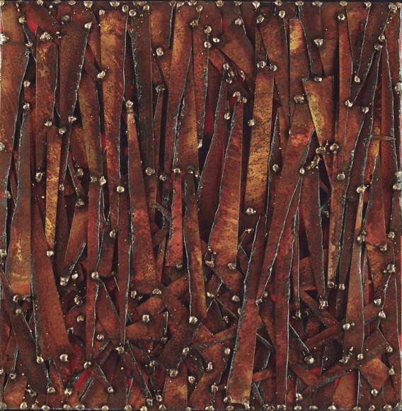 Nathan Slate Joseph, Zapoteck V, 2004, pure pigment on steel, 18 x 18 inches