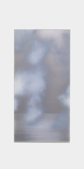 Miya Ando,&nbsp;Tasogare (Twilight) December 9 2022 5:46 PM NYC, 2022, dye, mica, mineral dust, pigment, resin and urethane on aluminum, 48 x 24 inches/122 x 61 cm