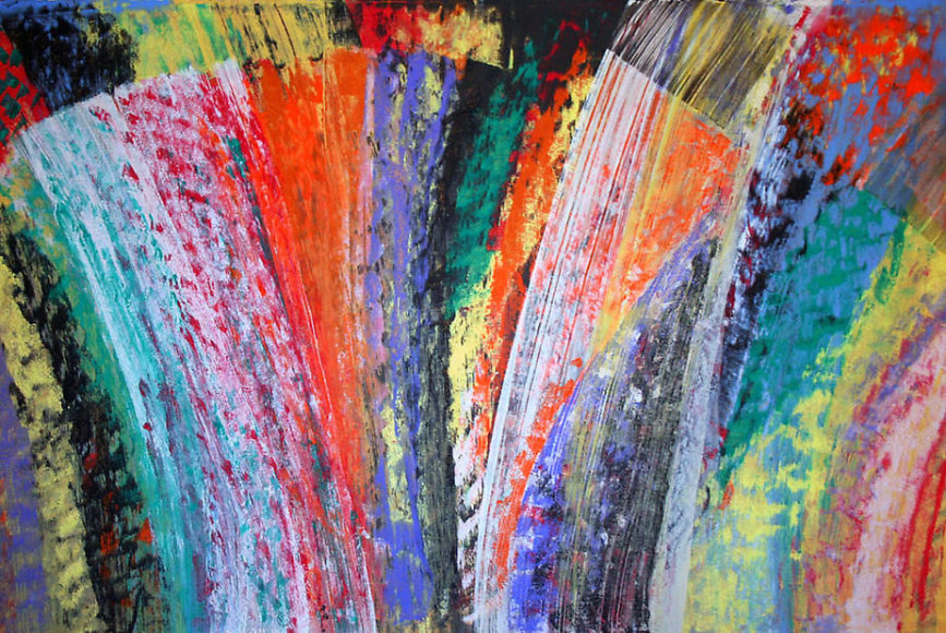 Spring in Venice, 2007, Mixed media on Arches paper, 26 x 40&quot;