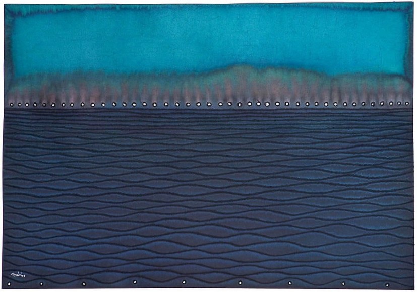 Puskara II, 2008, Ink and dye on paper, 27 x 39&quot;