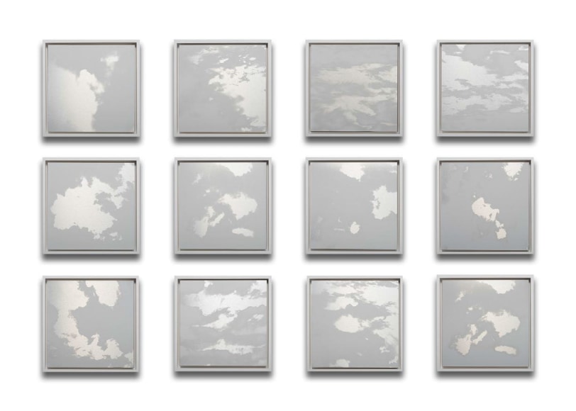 Miya Ando, 12 Months Clouds grid, 2020, ink on aluminum composite