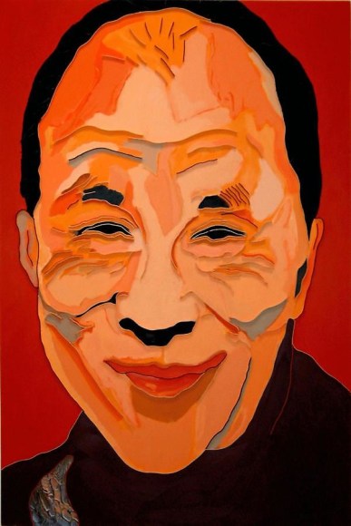 Lee Waisler, Dalai Lama II, 2008, mixed media on canvas, 152.4 x 101.6 cm (60 x 40 inches)