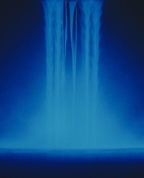 Hiroshi Senju, Falling Water, 2013, Acrylic and fluorescent pigments on Japanese mulberry paper, 63 13/16 x 51 5/16 inches &copy; 2013 Hiroshi Senju