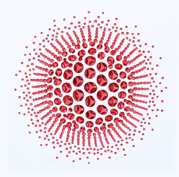 Kim Jaeil, Vestige (halo-red), 2018, acrylic, pearl powder on fiberglass resin