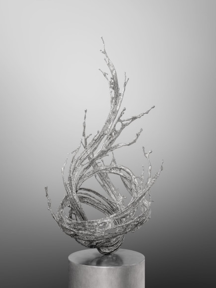 Zheng Lu, Water in Dripping - Prime of Life, 2023, stainless steel, 325 x 165 x 150 centimeters (127 x 64 x 59 inches)