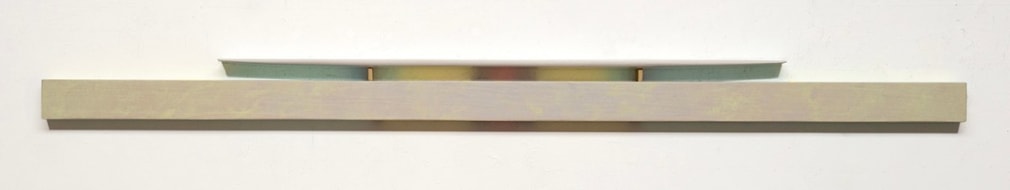 Robert Yasuda, Transport, 2023, acrylic on fabric on wood, 5 x 79.5 inches/12.7 x 201.9 cm