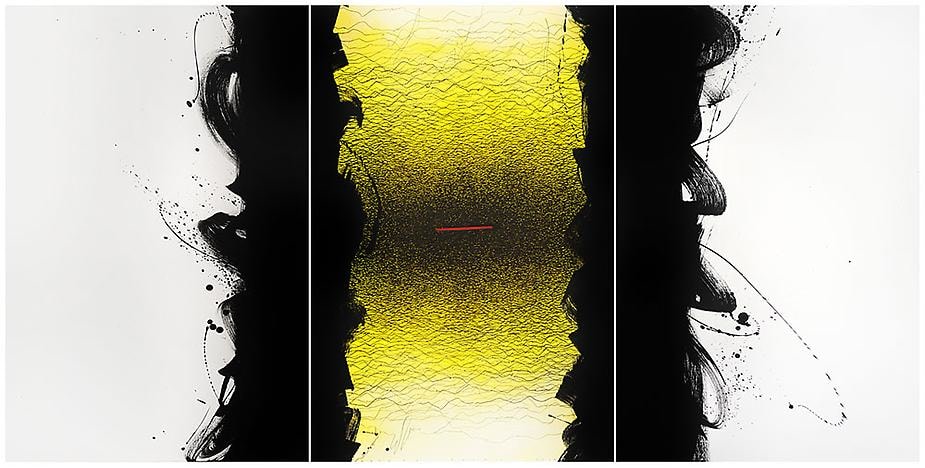 , Golnaz Fathi, Untitled, 2013, acrylic, pen and varnish on canvas, 39.4 x 70.9 inches