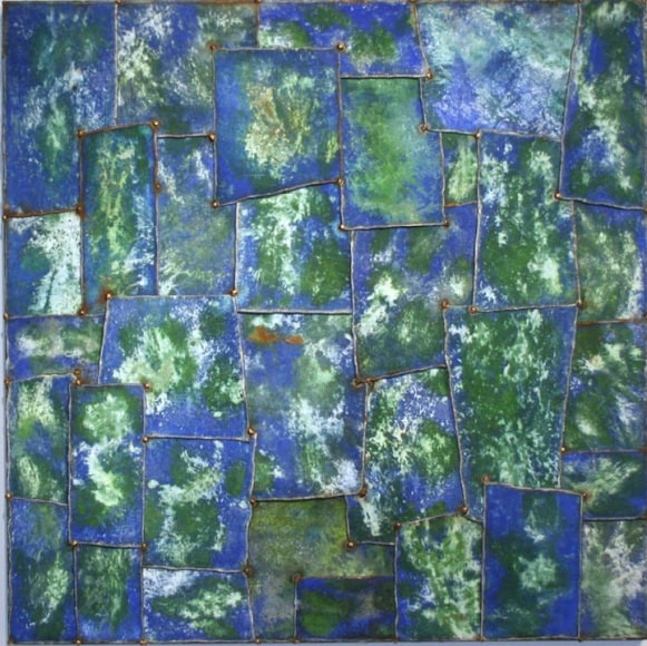 Nathan Slate Joseph,  Ganguaur I , 2006, Pure pigment on galvanized steel, 48 x 48 x 2&quot;